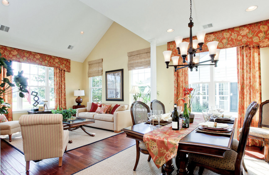 Interior dining and living area of The Chatham at Meadow View Farms